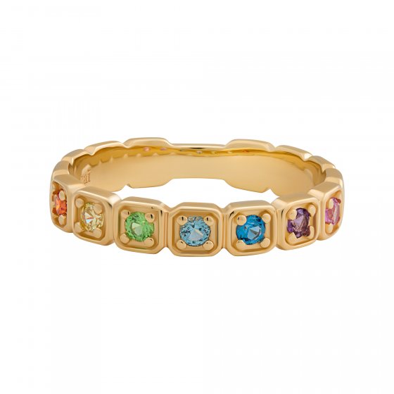 Ring 925 Silber vergoldet Zirkonia Rainbow 