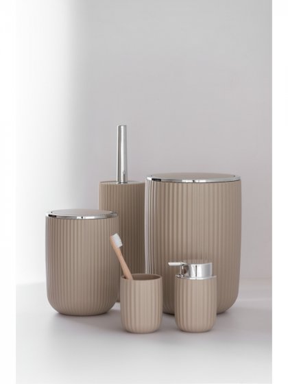 Schwingdeckeleimer Mod. Agropoli L Beige, Kosmetikeimer mit Schwingdeckel, 5,5 l