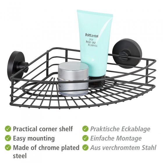 Vacuum-Loc® Eckablage Mod. Bari schwarz, Befestigen ohne bohren 