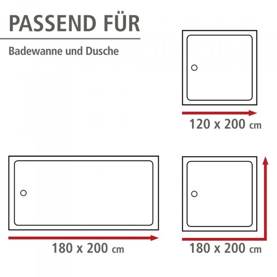Anti-Schimmel Duschvorhang Mod. Palais, Textil (Polyester), 180 x 200 cm, waschbar