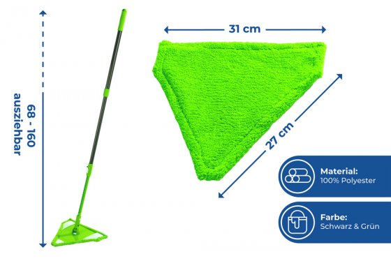 Wischmopp Mod. Triangel, problemlose Reinigung von Ecken, Nischen und großen Flächen 