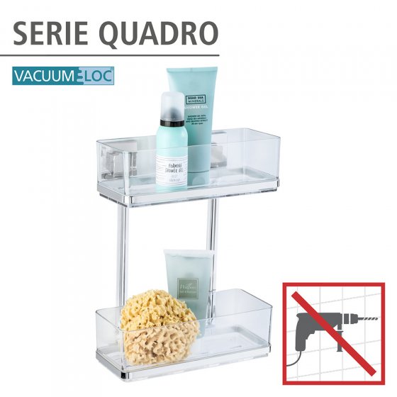 Vacuum-Loc® Wandregal 2 Etagen Mod. Quadro Edelstahl, Befestigen ohne bohren
