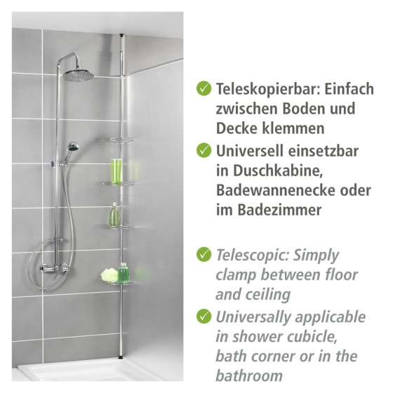 Teleskop-Duschecke Mod. Prea Edelstahl, aus rostfreiem Edelstahl 