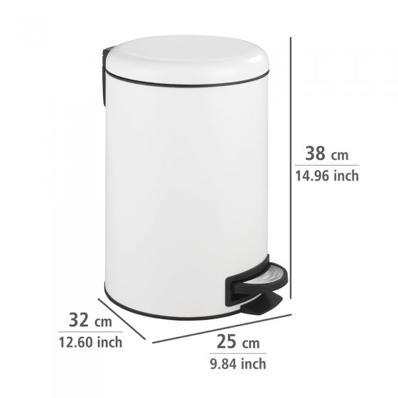 Treteimer Mod. Leman Easy Close Weiß 12 L, mit herausnehmbarem Einsatz