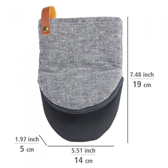Topfhandschuhe Mod. Ada Mini Grau, Handflächen aus Neopren