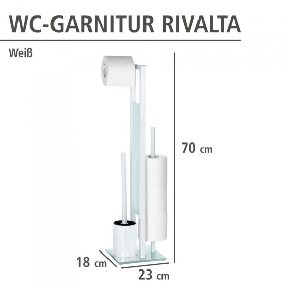 Stand WC-Garnitur Mod. Rivalta Weiß, integrierter Toilettenpapierhalter und WC-Bürstenhalter