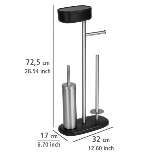 Stand WC-Garnitur mit Box Mod. Rivazza Schwarz, integrierter Toilettenpapierhalter, Ersatzrollenhalter 