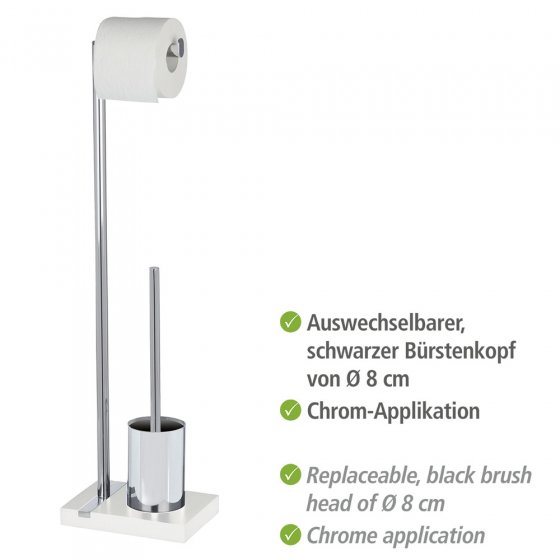 Stand WC-Garnitur Mod. Noble White, mit Chrom-Applikation