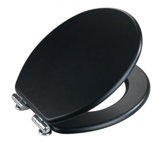 WC-Sitz Mod. Cuero Schwarz, in Lederoptik aus MDF