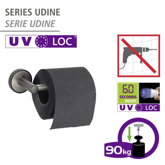 UV-Loc® Toilettenpapierhalter Mod. Udine, Befestigen ohne Bohren mit innovativem Klebesystem