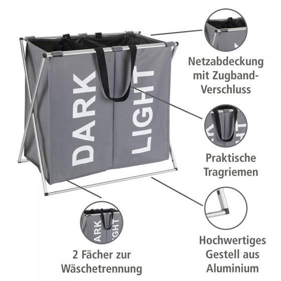 Wäschesammler Mod. Duo Grau, Wäschekorb, 120 l 