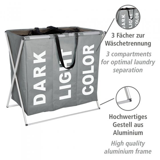 Wäschesammler Mod. Trio Grau, Wäschekorb, 130 l 