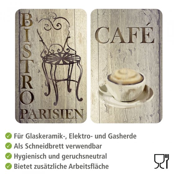 Herdabdeckplatte Universal Bistro 2er Set, für alle Herdarten