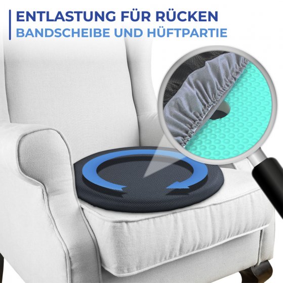Gel Dreh-Sitzkissen Mod. Komfort, Orthopädisches Visco-Drehkissen 