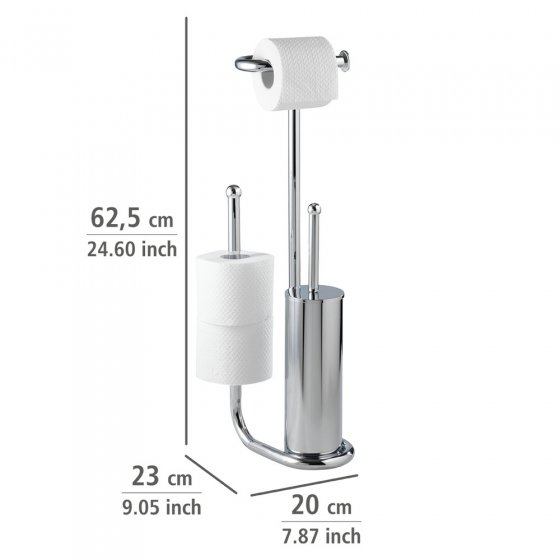 Stand WC-Garnitur Universalo Chrom, integrierter Toilettenpapierhalter und WC-Bürstenhalter