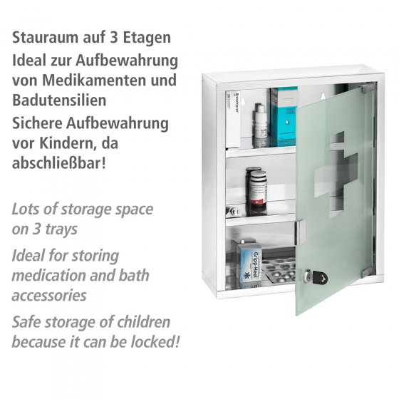 Medikamentenschrank Edelstahl 30 x 40 cm, glänzend