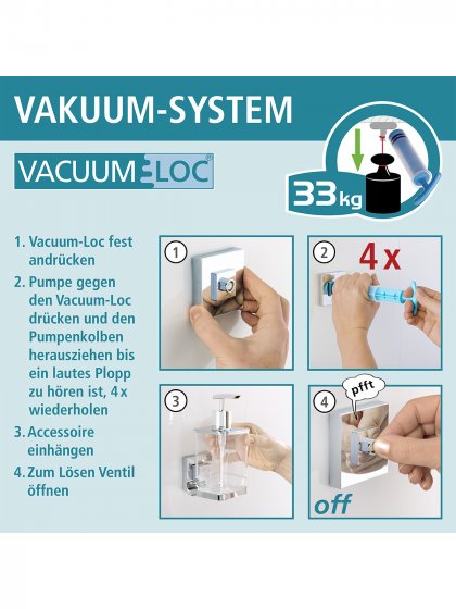 Vacuum-Loc® Badetuchstange Uno Mod. Quadro Edelstahl, Befestigen ohne bohren