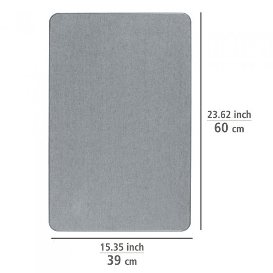 Badematte Mod. Simi Grau, 60 x 39 cm, Badvorleger, Badmatte