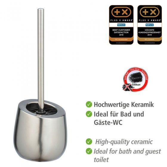 WC-Garnitur Mod. Badi Chrom matt Keramik, mit Silikon-Bürstenkopf 