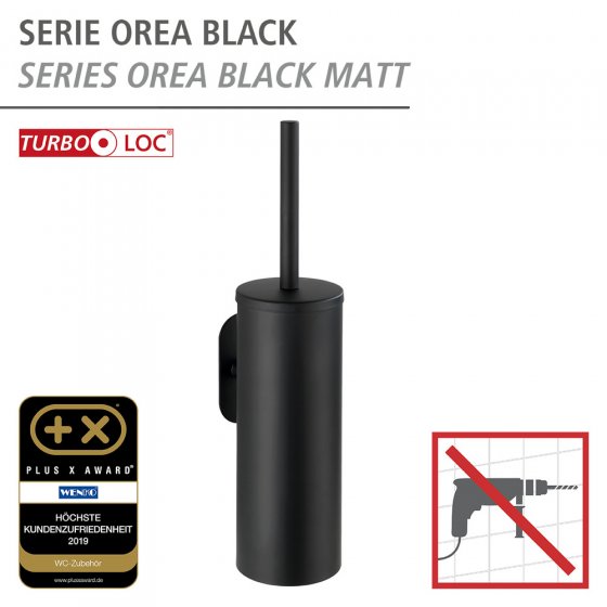 Turbo-Loc® WC-Garnitur Mod. Orea Black Matt geschlossen, Befestigen ohne bohren 