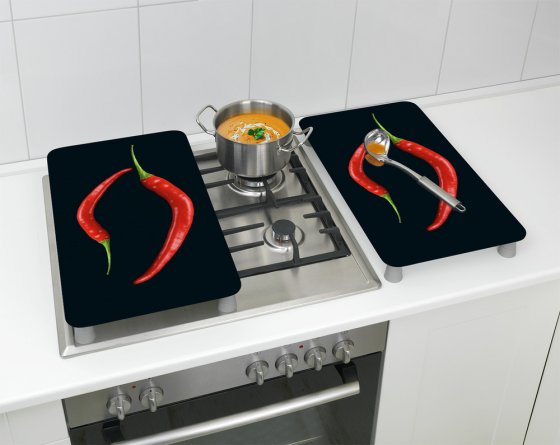 Herdabdeckplatte Universal Mod. Peperoni Duo 2er Set, für alle Herdarten