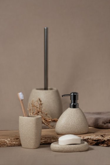 WC-Garnitur Mod. Pion Beige Keramik, WC-Bürste mit Silikon-Bürstenkopf