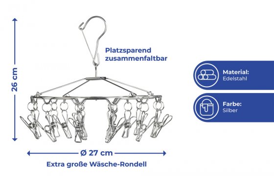 Wäsche-Rondell Edelstahl, Wäschetrockner 