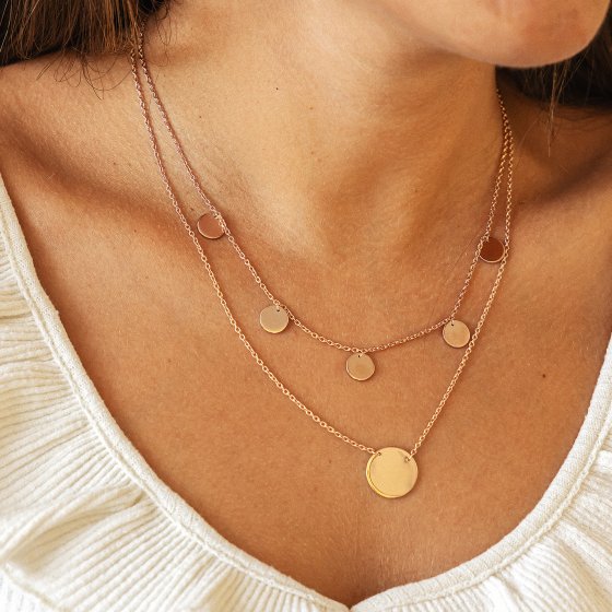 Halskette 925 Sterling Silber rosévergoldet Plättchen Boho 