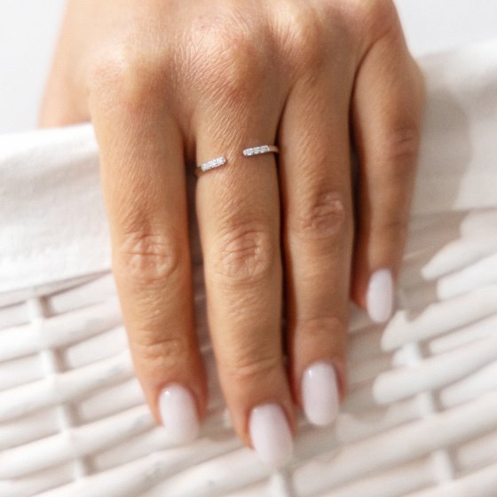 Ring 925/- Sterling Silber rhodiniert offen Zirkonia Stacking 