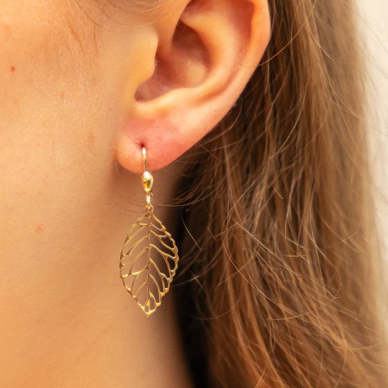 Ohrhänger 333 Gold Blattmotiv 42mm lang 