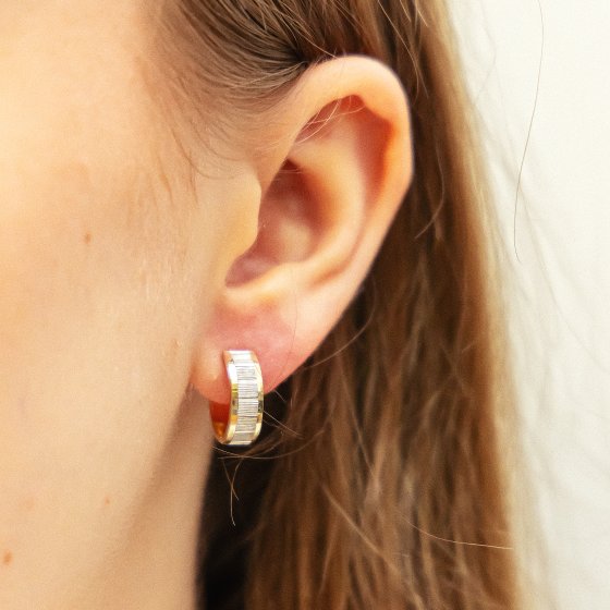 Ohrringe Gold 333 zweifarbig glanz/matt 15mm Durchmesser 