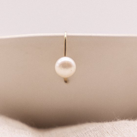 Ohrringe Gold 333 Perle weiß 9x7mm 