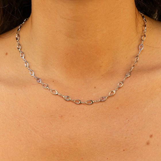 Halskette Gold 375 Blautopas (beh.) + Amethyst 