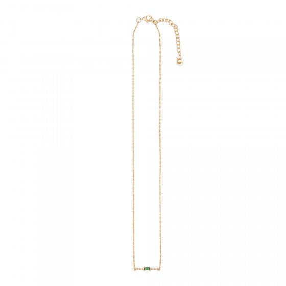 Collier 925 Silber vergoldet grüner Glasstein und Zirkonia 