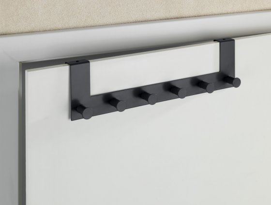 Türgarderobe Mod. Celano Schwarz, 6 Haken, für Türfalzstärken bis 2 cm 