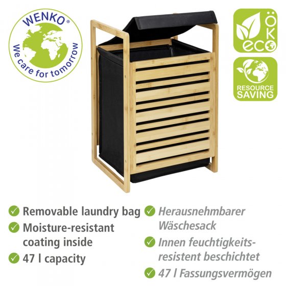 Wäschetruhe Mod. Ecori, FSC®-zertifizierter Bambus, recyceltes Polyester 