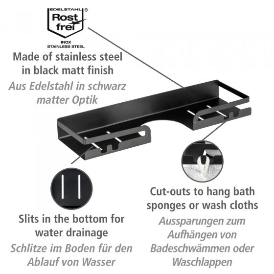 Turbo-Loc® Duschstangencaddy Mod. Altarella S, Schwarz, aus Edelstahl 