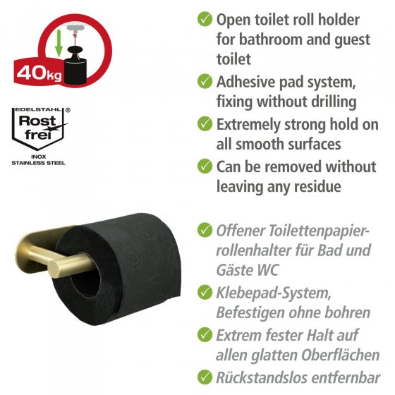 Turbo-Loc® Toilettenpapierhalter Mod. Orea Gold Matt, Befestigen ohne bohren 