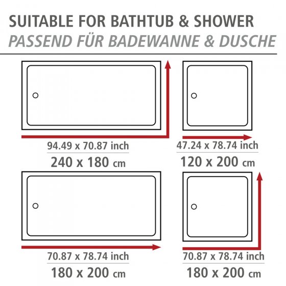Duschvorhang Mod. Ladyline, 180 x 200 cm, Textil (100 % recyceltes Polyester) 
