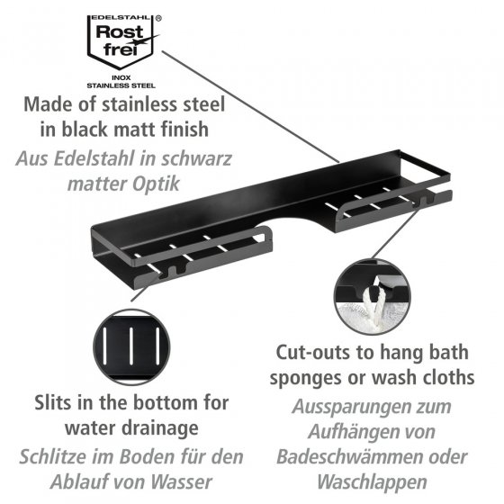 Turbo-Loc® Duschstangencaddy Mod. Altarella L, Schwarz, aus Edelstahl 