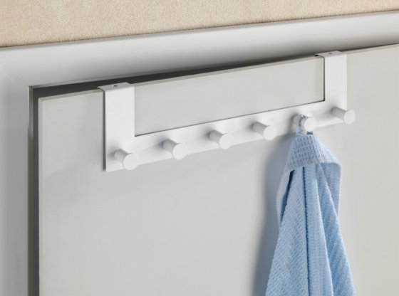 Türgarderobe Mod. Celano Weiß, 6 Haken, für Türfalzstärken bis 2 cm