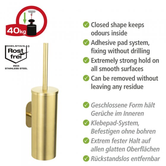 Turbo-Loc® WC-Garnitur Mod. Orea Gold Matt geschlossen, Befestigen ohne bohren 