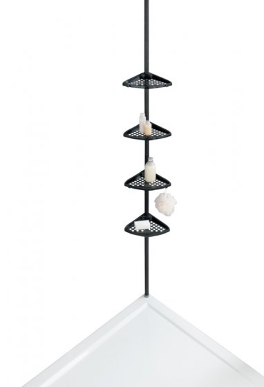 Teleskop-Regal Mod. Opal, Schwarz, Duschstange, klemmbar