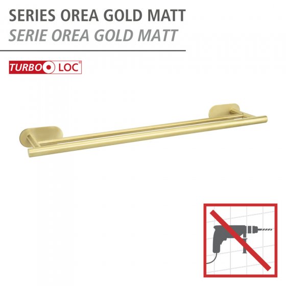 Turbo-Loc® Badetuchstange Duo Mod. Orea Gold, 60 cm, Befestigen ohne bohren 