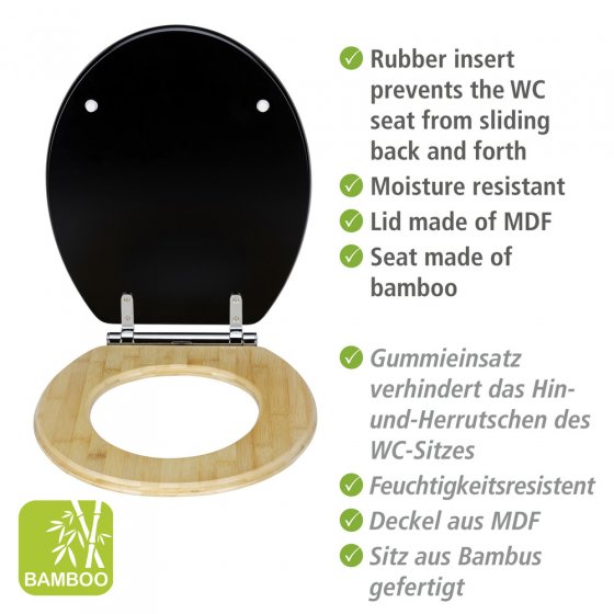 WC-Sitz Mod. Bambusa Black, aus MDF und Bambus 