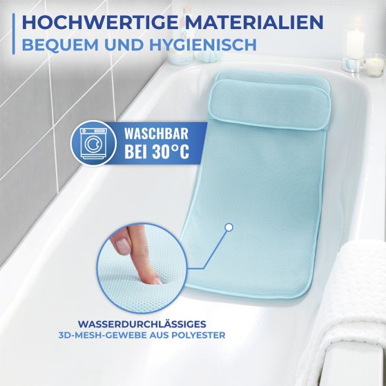 Badewannenmatte mit Kissen, aus 100% druckentlastendem Polyester-3D-Mesh-Gewebe 