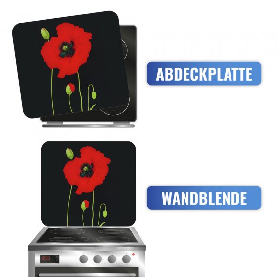 Multi-Platte Mod. Mohn, Spritzschutz, Herdblende, Schneidbrett