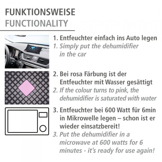 Auto-Entfeuchter mit Indikator 1000 g, 3er Set, Auto Entfeuchterkissen