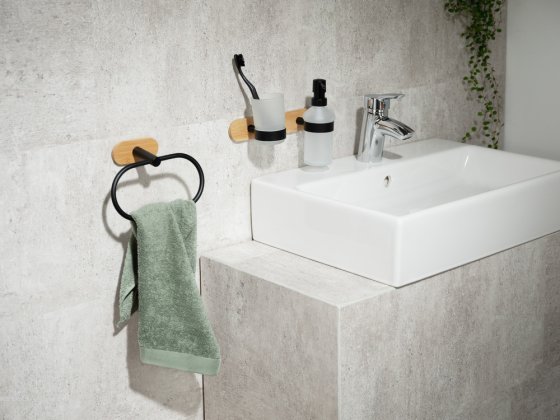 Turbo-Loc® Seifenspender Mod. Orea Bamboo, Befestigen ohne bohren 