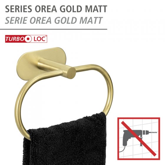 Turbo-Loc® Handtuchring Mod. Orea Gold Matt, Befestigen ohne bohren 